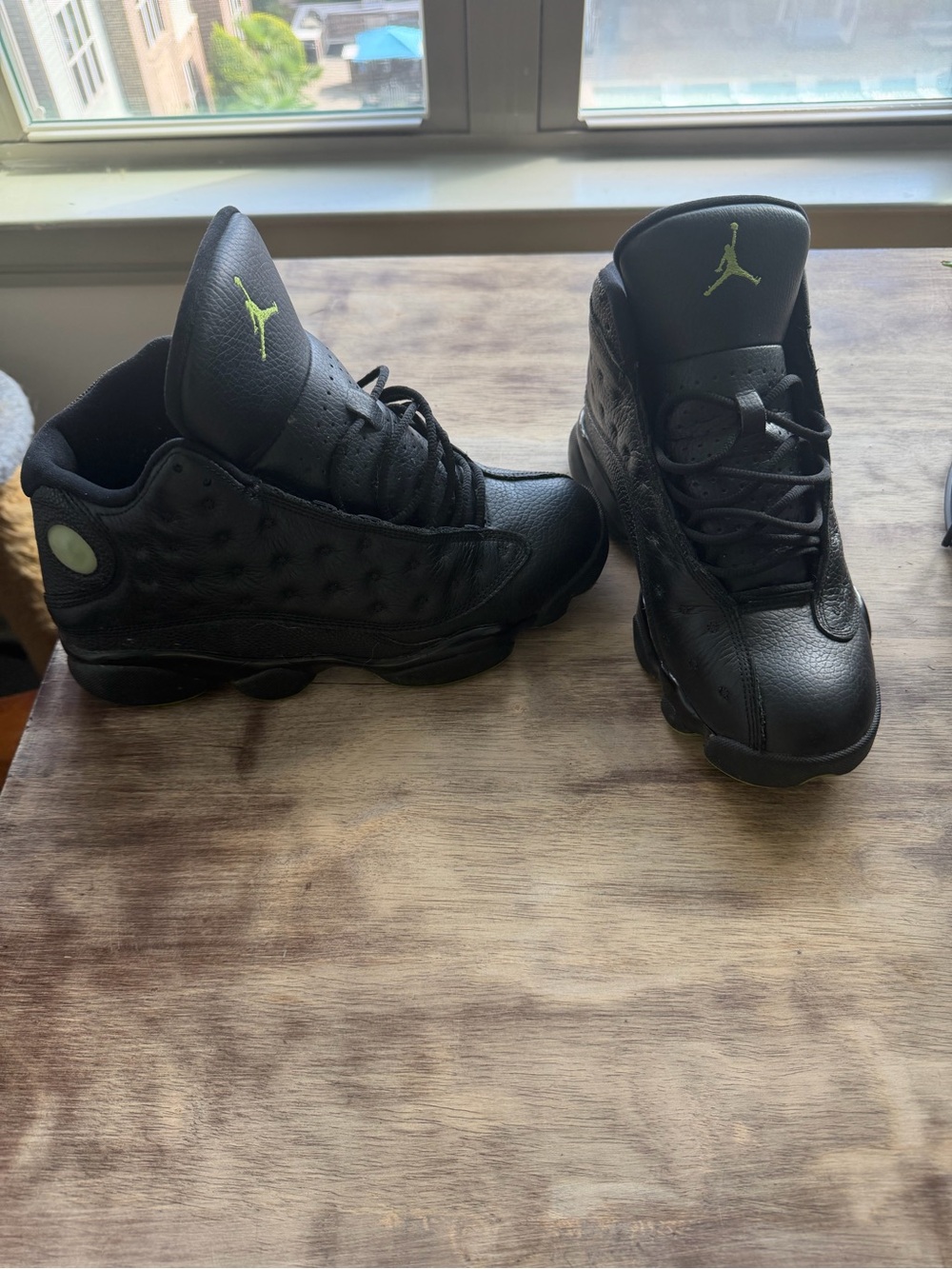 Jordan Men’s Black Sneakers with Lime Jumpman Accents
